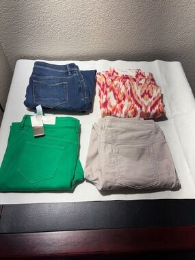 Chico's Mixed Color Pants and Printed Leggings - Green, Blue, Beige, Pink/Orange
